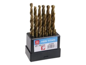 Sada HSS TITAN vrtáků 19ks,1-10x0.5mm