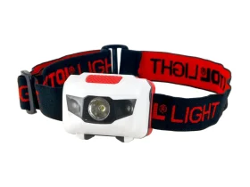 čelovka 40lm 1W + 2 červené LED, ABS plast, kloub.