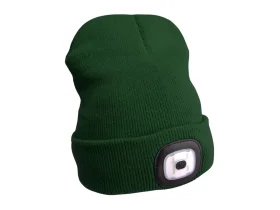 čepice s čelovkou 45lm, nabíjecí, USB, tmavě zelená, univerzální velikost