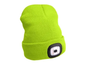 čepice s čelovkou 45lm, nabíjecí, USB, fluorescentní žlutá, univerzální velikost