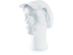 Kuchařská čepice s kšiltem, bílá, 100% bavlna a 100% polyester