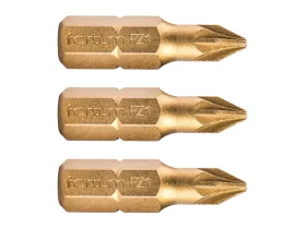 bit křížový pozidriv, sada 3ks, PZ 1x25mm,titan. úprava, S2