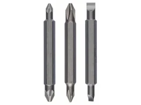 3dílná sada oboustranných čepelí PH1, PZ1, S 0,6x4,5; PH2, PZ2, S 1,0x5,5; 60 mm