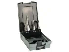 HSS stupňovitý vrták, 3ks Pro Box, 4-12, 4-20, 6-30 mm