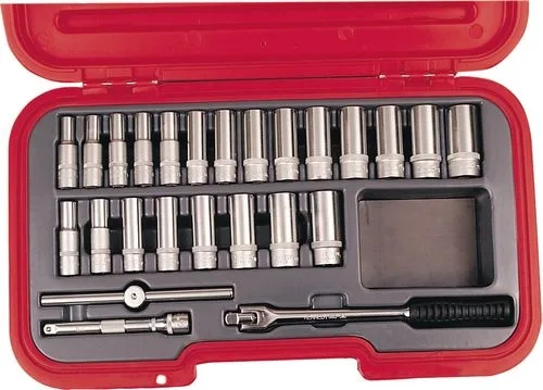 METRIC/AF 25PCE 3/8" SQ DR DEEP SKT SET METRIC/AF 25PCE 3/8" SQ DR DEEP SKT SET