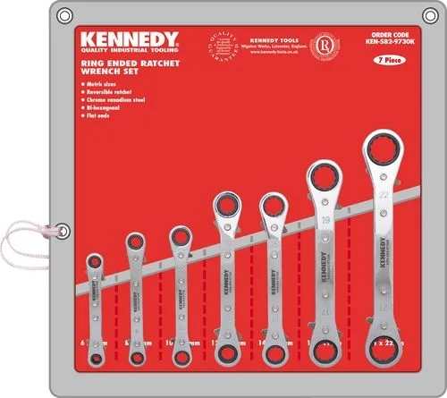 7-PCE 6-22mm STR. RATCHET RING WRENCH SET 7-PCE 6-22mm STR. RATCHET RING WRENCH SET
