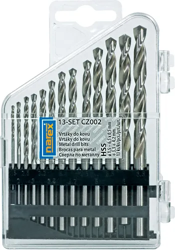 Sada vrtáků do kovu HSS CZ002 13dílná; rozměry pr.1,5–6,5 pr.0,5 mm pr.3,3 pr.4,2mm (staré kat.č. 00763355) Sada vrtáků do kovu HSS CZ002 13dílná; rozměry pr.1,5–6,5 pr.0,5 mm pr.3,3 pr.4,2mm (staré kat.č. 00763355)