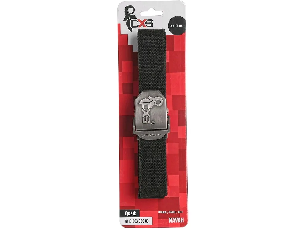 opasek textilní 125cm / 4cm, černý, kov.spona CXS NAVAH a