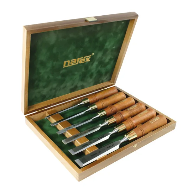 Sada plochých dlát PREMIUM v dřevěné kazetě Narex Sada plochých dlát PREMIUM v dřevěné kazetě Narex