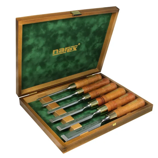 Sada plochých dlát PREMIUM leštěná v dřevěné kazetě WOOD LINE PLUS NAREX Bystřice Sada plochých dlát PREMIUM leštěná v dřevěné kazetě WOOD LINE PLUS NAREX Bystřice