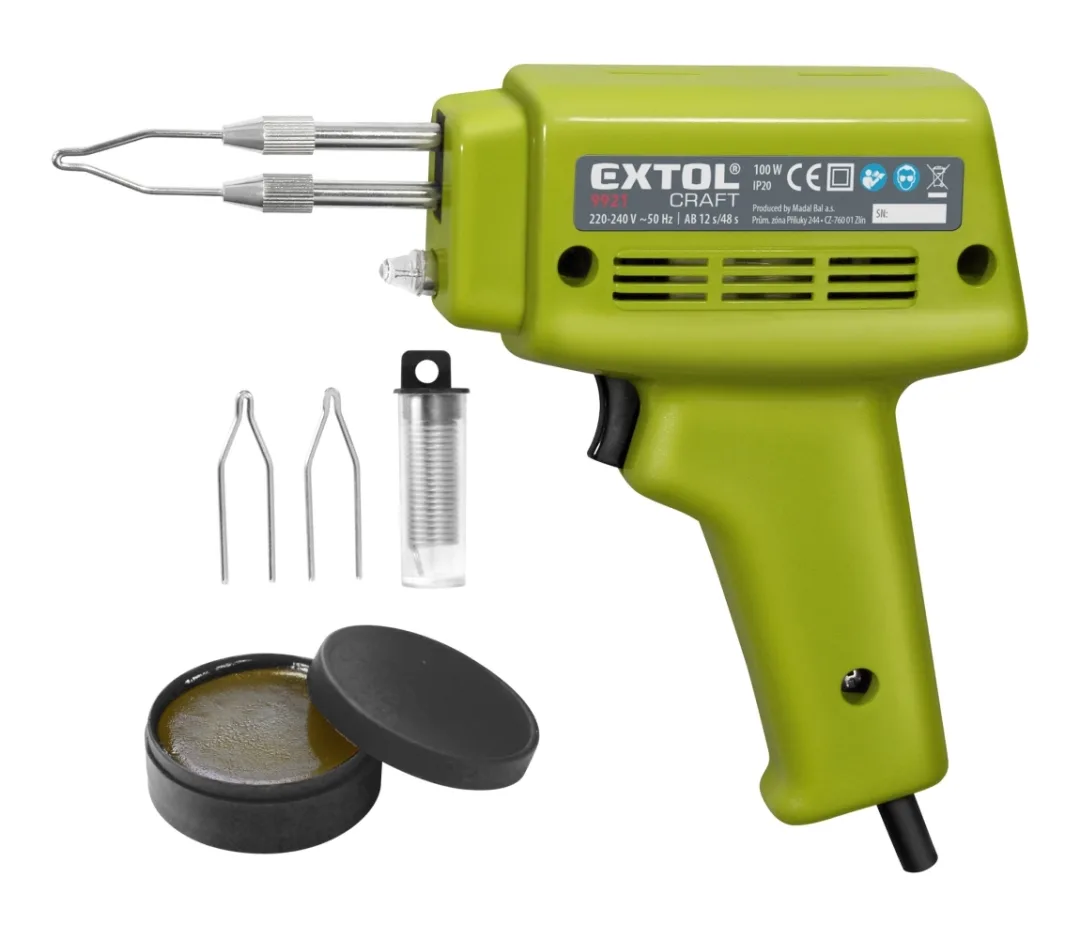 pistole pájecí transformátorová s příslušenstvím, 100W, Extol CRAFT pistole pájecí transformátorová s příslušenstvím, 100W, Extol CRAFT