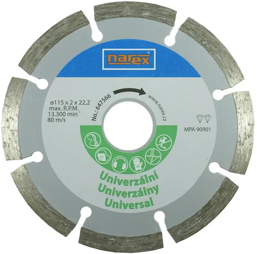 Diamantový řezný kotouč pr.UNIVERSAL; RK DIA pr.115/22,2 U (staré kat.č. 00647566) Diamantový řezný kotouč pr.UNIVERSAL; RK DIA pr.115/22,2 U (staré kat.č. 00647566)