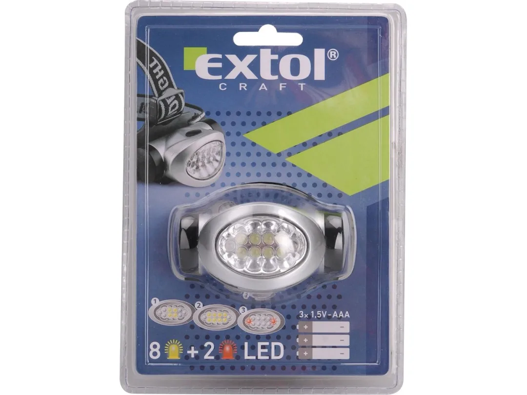 čelovka 8 + 2 LED diod Extol PREMIUM a