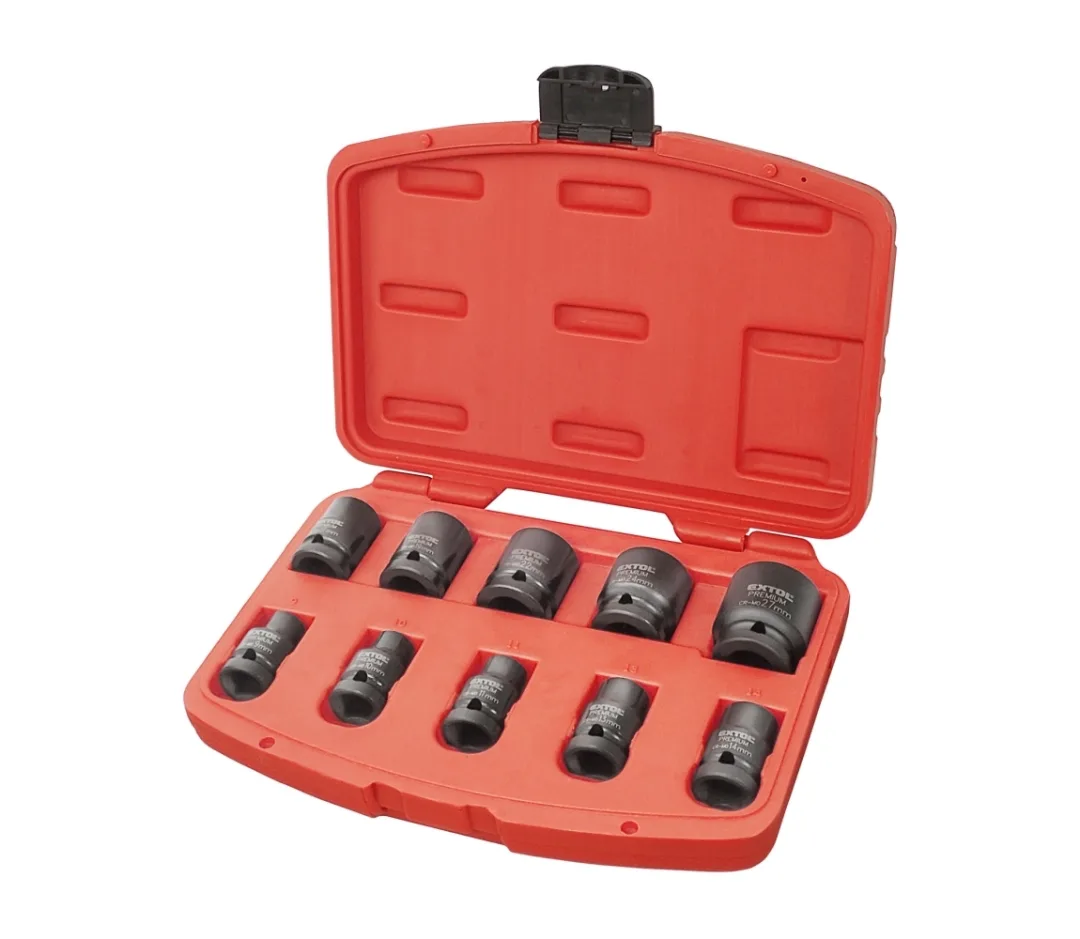 hlavice nástrčné rázové, 10ks, 1/2", 9-27mm, CrMoV Extol hlavice nástrčné rázové, 10ks, 1/2", 9-27mm, CrMoV Extol
