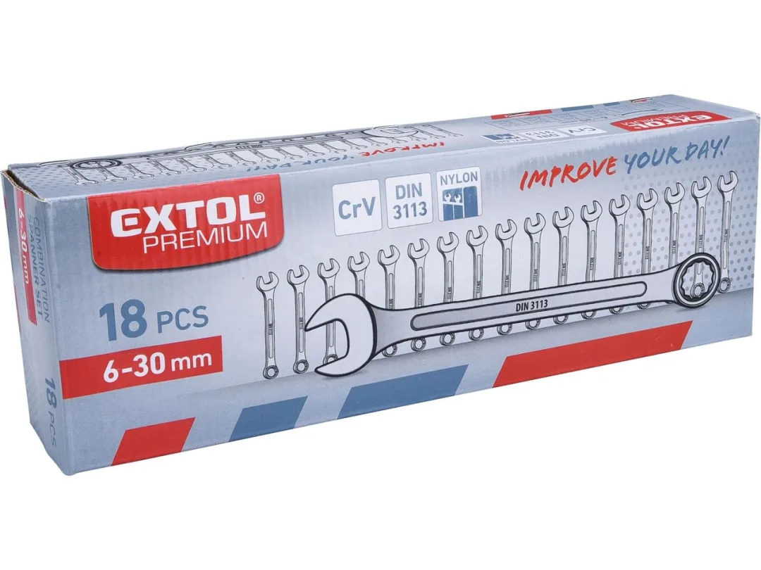 klíč očko-plochý 6-30mm sada 18ks EXTOL PREMIUM a