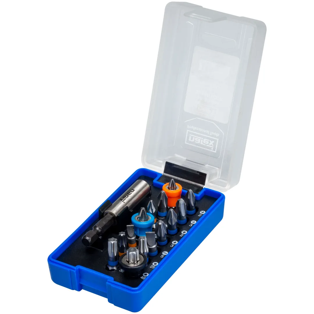 sada bitů SUPER LOCK vč. držáku bitů SLIM pr.magnetických nástavců SUPER LOCK 18dílná; 18-Bit Box SUPER LOCK