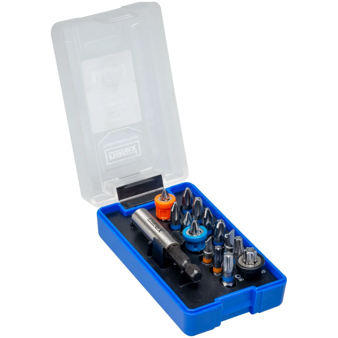 sada bitů SUPER LOCK vč. držáku bitů SLIM pr.magnetických nástavců SUPER LOCK 18dílná; 18-Bit Box SUPER LOCK a