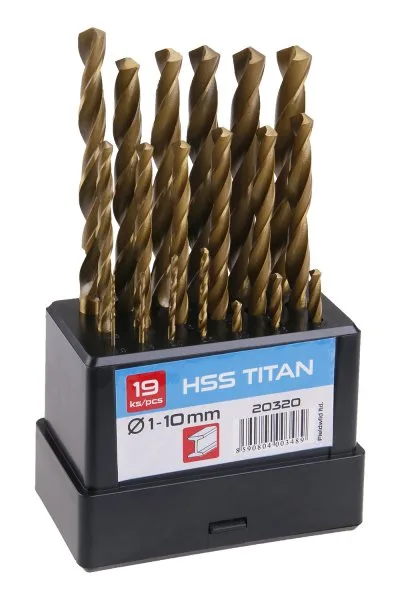 Sada HSS TITAN vrtáků 19ks,1-10x0.5mm Sada HSS TITAN vrtáků 19ks,1-10x0.5mm
