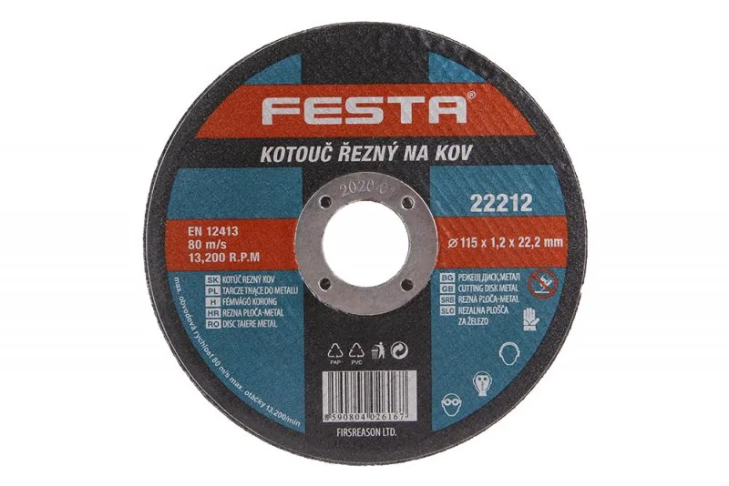Kotouč řezný kov 115x1.2x22.2 FESTA Kotouč řezný kov 115x1.2x22.2 FESTA