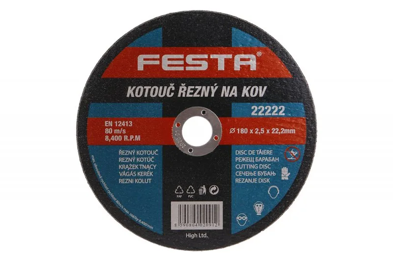 Kotouč řezný kov 180x2.5x22.2 FESTA Kotouč řezný kov 180x2.5x22.2 FESTA