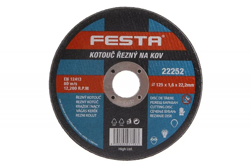 Kotouč řezný kov 125x1.6x22.2 FESTA Kotouč řezný kov 125x1.6x22.2 FESTA