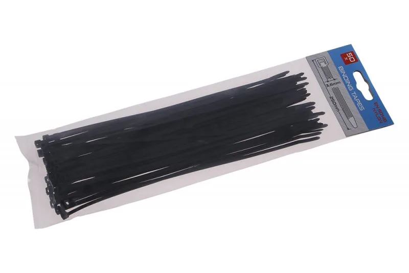 úvazky kabelové 3,6x250mm 50ks černá úvazky kabelové 3,6x250mm 50ks černá