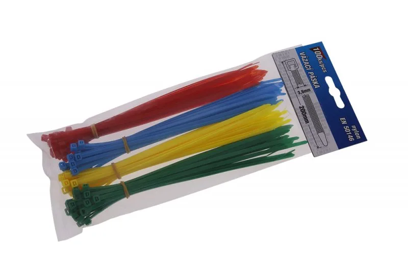 Vázací pásky 200x3.6mm 100ks barevné Vázací pásky 200x3.6mm 100ks barevné