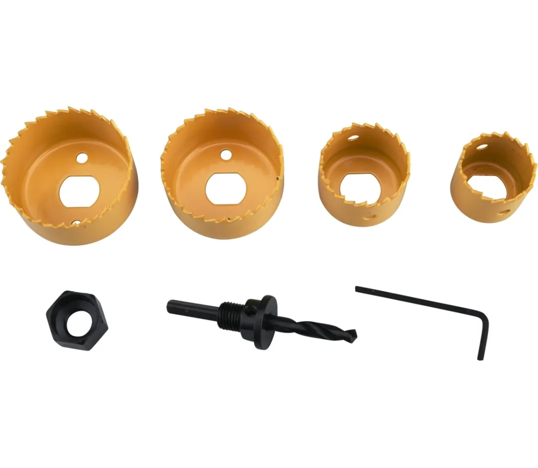 vrtáky vykružovací korunkové, 4 průměry 32-54mm, HSS/Bi-metal