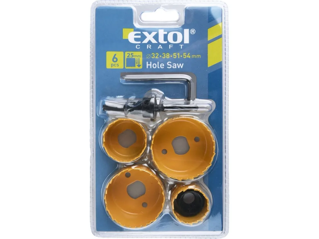 vrtáky vykružovací korunkové, 4 průměry 32-54mm, HSS/Bi-metal a