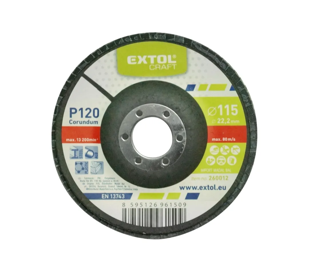 lamelový kotouč šikmý korundový, P120, 115mm (Zrušeno - náhrada 8803466) lamelový kotouč šikmý korundový, P120, 115mm (Zrušeno - náhrada 8803466)