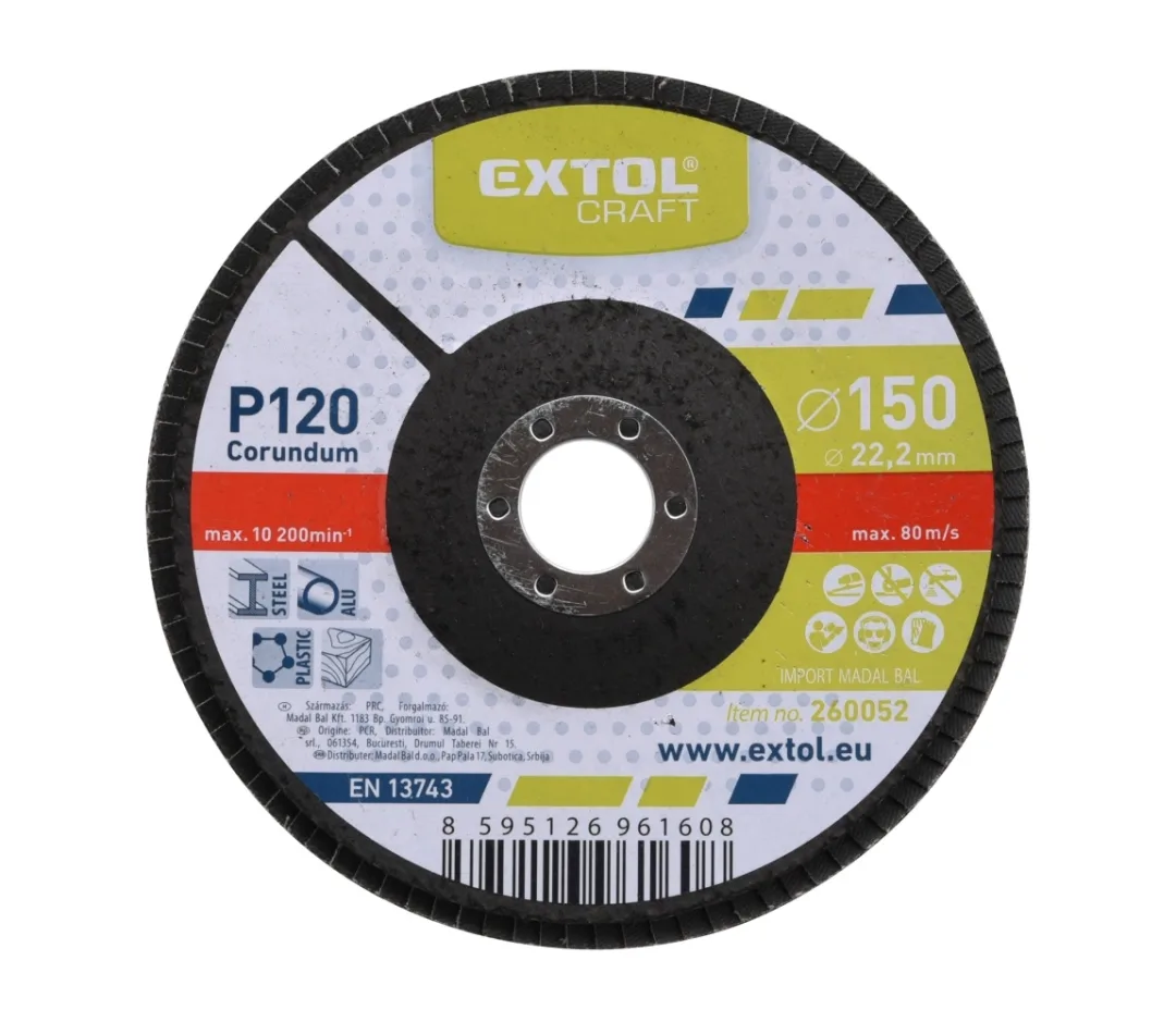 kotouč 150x22 P120 lamelový šikmý korundový EXTOL kotouč 150x22 P120 lamelový šikmý korundový EXTOL
