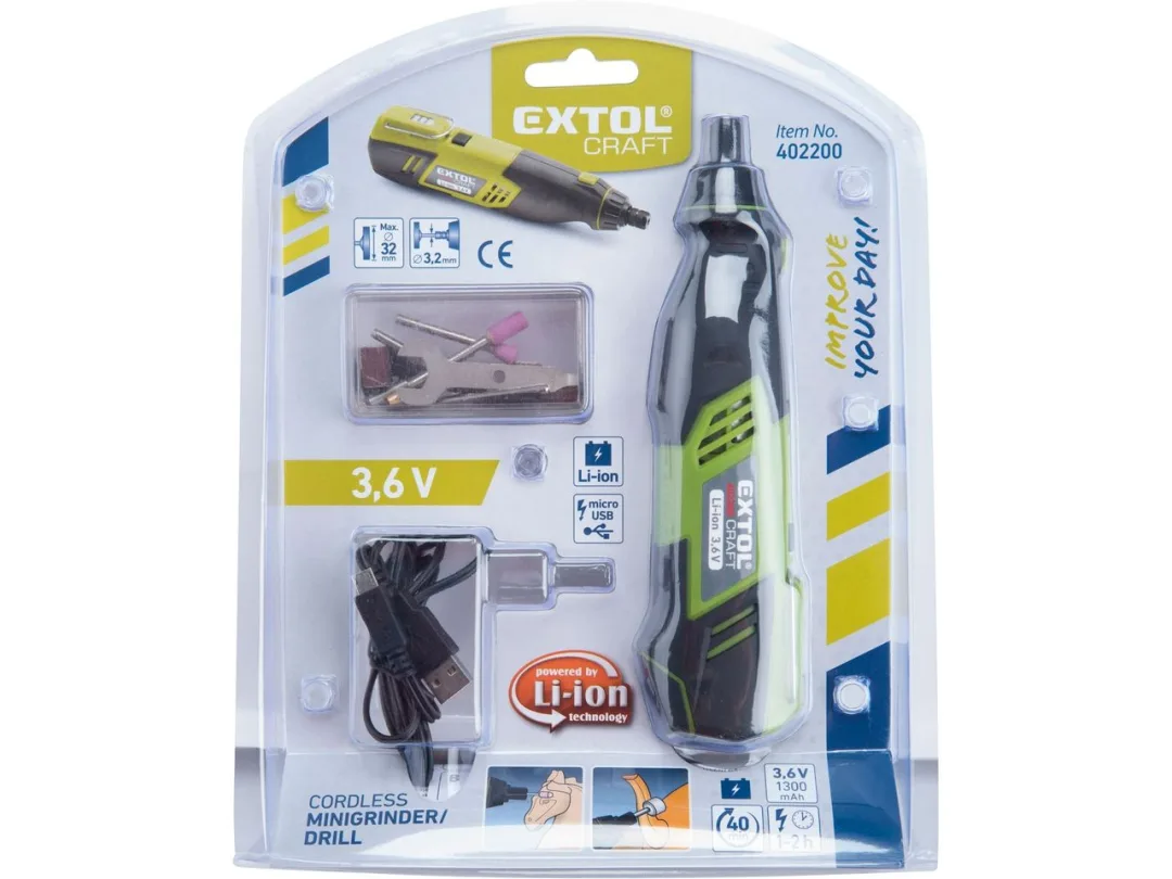 bruska přímá aku 3,6V Li-ion, 1300mAh, USB nabíjení d
