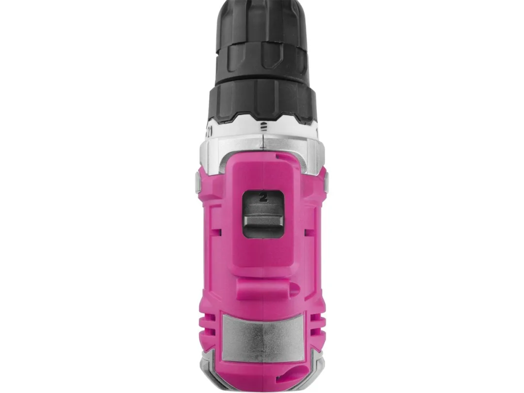 vrtací šroubovák aku, růžový, 12V Li-ion, 1300mAh, v&nbsp;tašce e