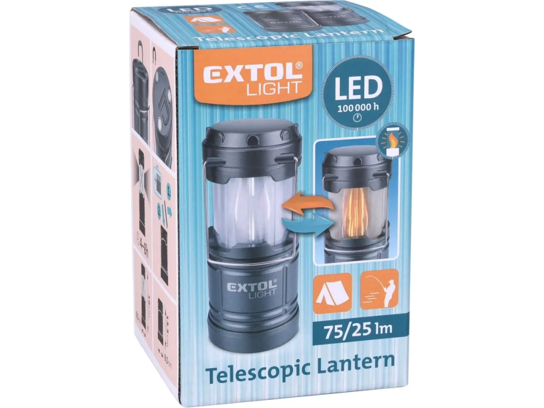 lucerna teleskopická LED, 75lm/plamen e