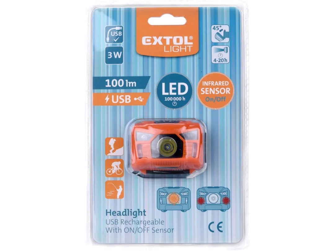 čelovka 100lm, nabíjecí, USB, 3W LED b