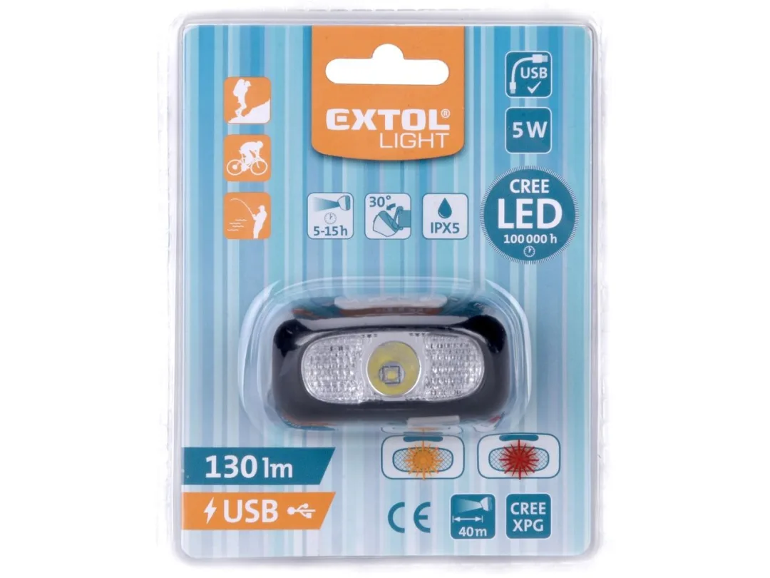 čelovka 130lm CREE XPG, nabíjecí, USB, dosvit 40m, 5W CREE XPG LED b