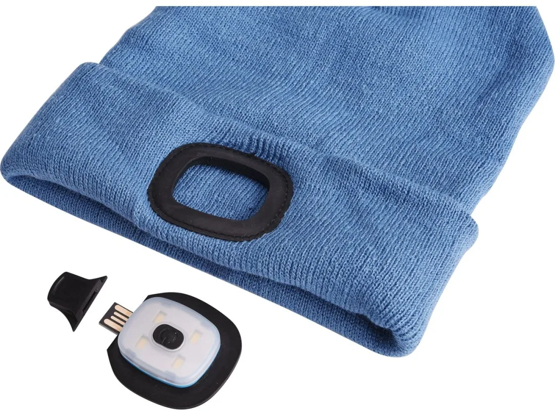 čepice s čelovkou 45lm, nabíjecí, USB, modrá, univerzální velikost b