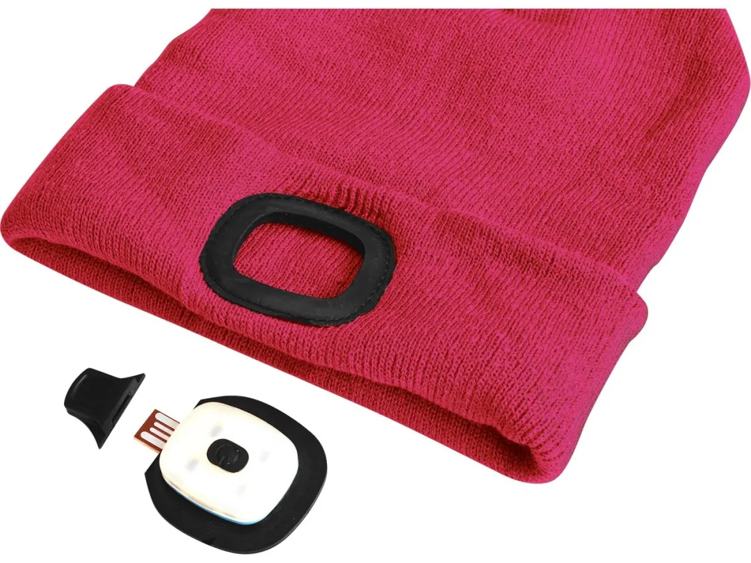 čepice s čelovkou 45lm, nabíjecí, USB, růžová, univerzální velikost b