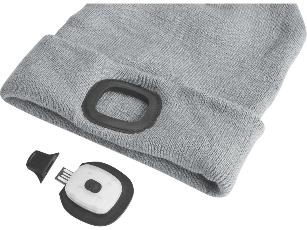 čepice s čelovkou 45lm, nabíjecí, USB, šedá, univerzální velikost b