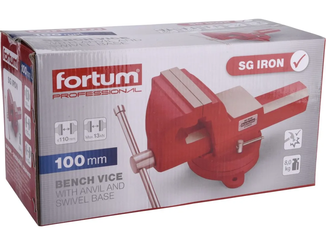 svěrák otočný s kovadlinou, 100mm, SG Iron a