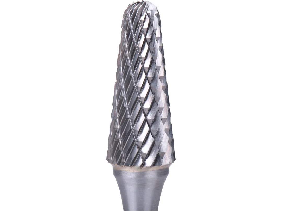 fréza karbidová, konická zakulacená (R 3mm), pr.12x28mm/stopka 6mm,sek střední(double-cut) a