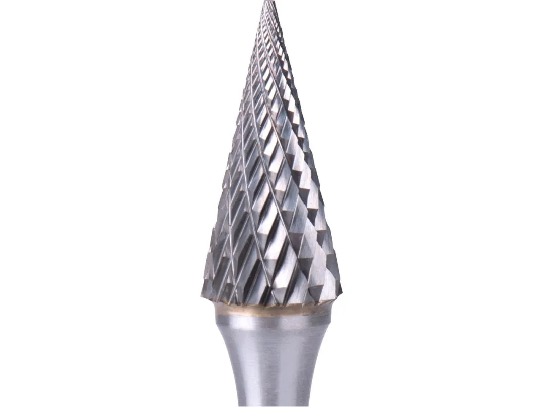 fréza karbidová, konická jehlan, pr.12x25mm/stopka 6mm,sek střední(double-cut) a