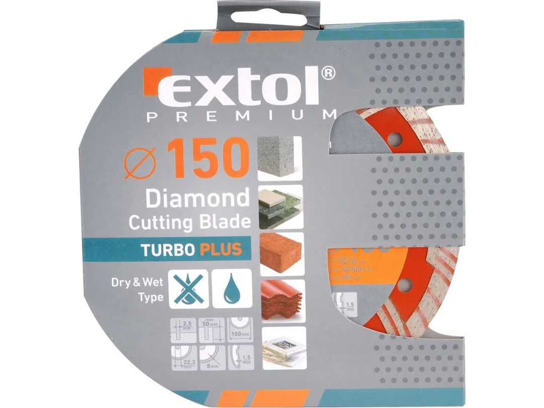 kotouč diamantový řezný TURBO PLUS - suché i mokré řezání, 150x22,2mm a