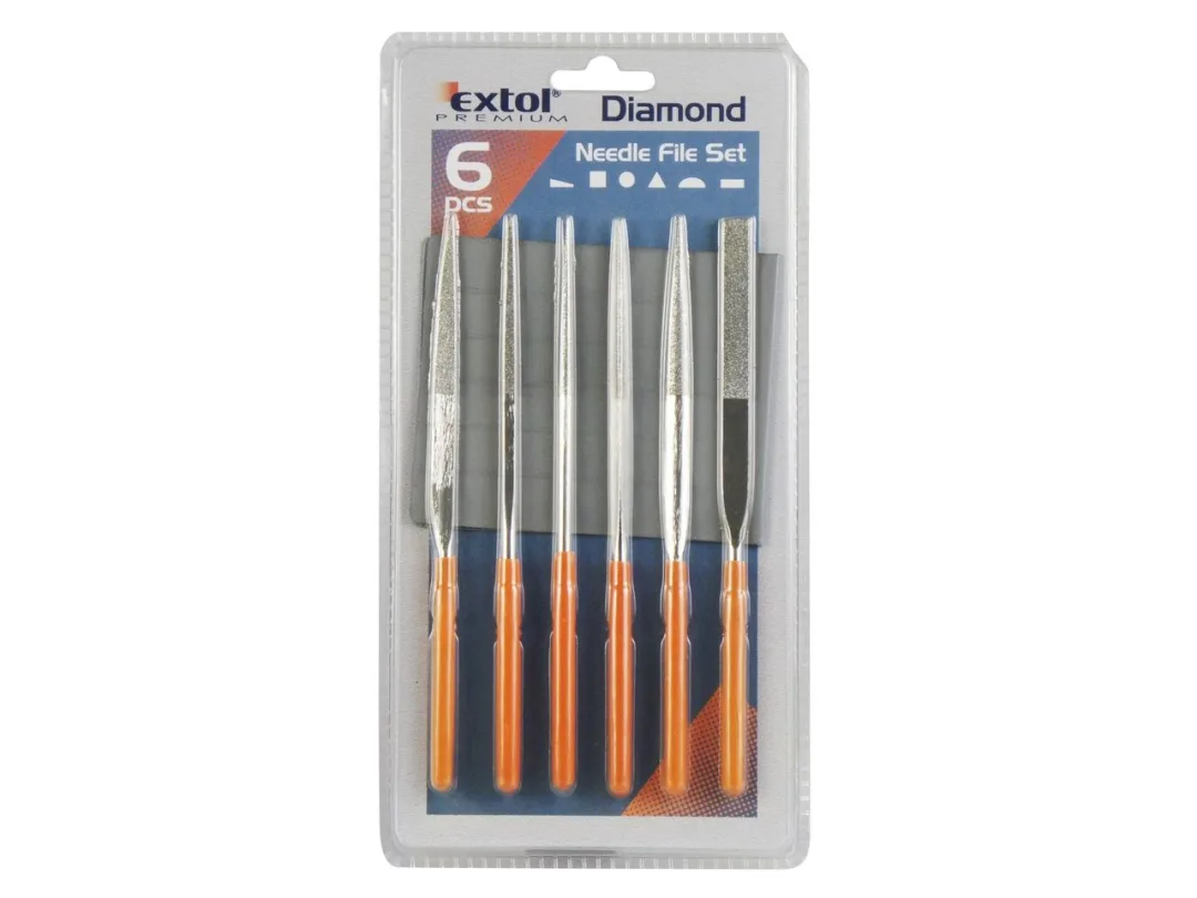 pilníky diamantové jehlové, sada 6ks, 160mm a
