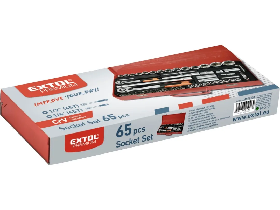 hlavice nástrčné, sada 65ks, 1/4
