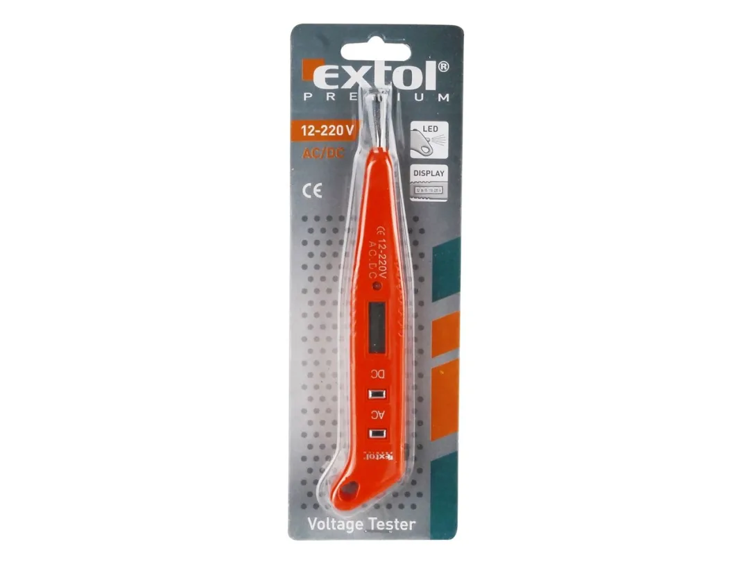 zkoušečka napětí digitální s displejem 12-220V, délka 146mm, pro AC/DC (střídavý/stejnosměrný proud) f