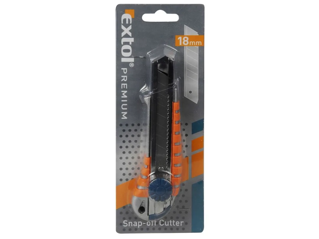 nůž ulamovací kovový s kovovou výztuhou a kolečkem, 18mm a