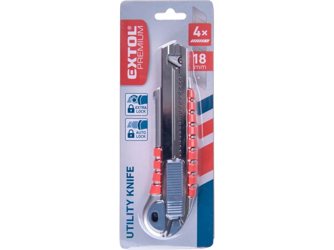 nůž ulamovací s kovovou výstuhou a zásobníkem, 18mm Auto-lock b
