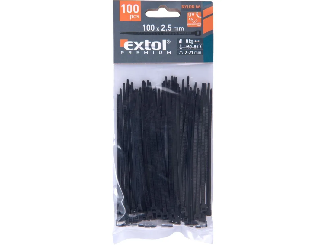 úvazky kabelové 2,5x100mm černé 100ks nylon a