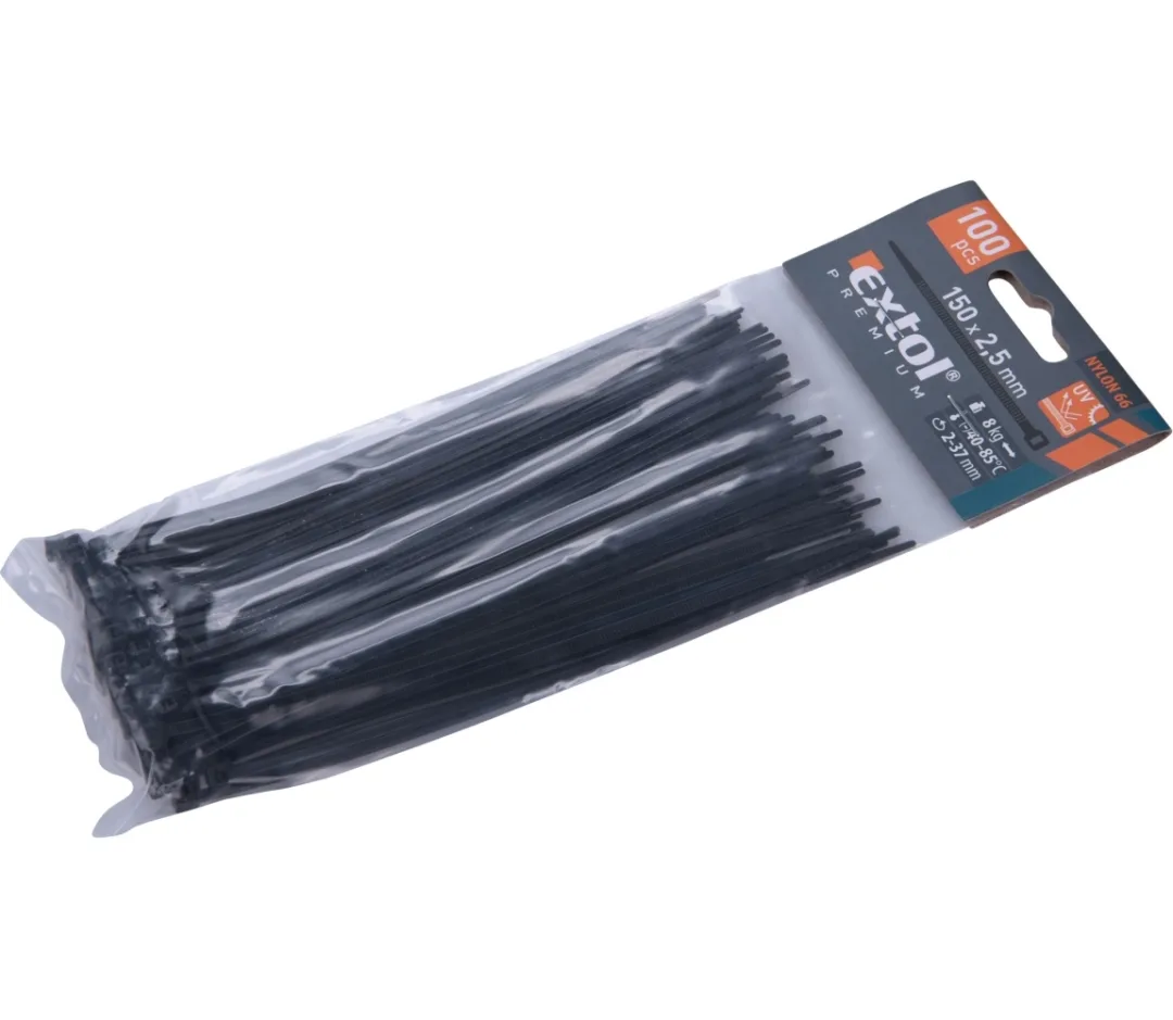 úvazky kabelové stahovací 150x2,5mm 100ks nylon černé